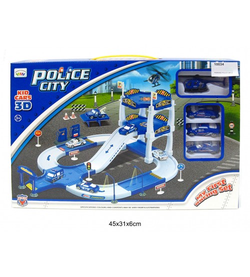 Autostāvvieta Police policijas temātikā ar helikoptēru un mašīnām 36x44x23cm 447073