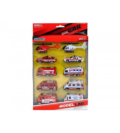 Metāla auto 10 gb. Ugunsdzēsēju brigāde un ātrā palīdzība 30x19 cm 517622