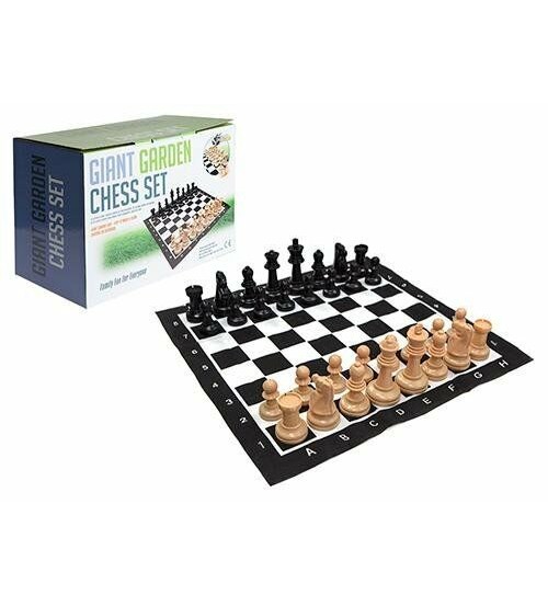 Lielas dārza šahu figūras 15-19 cm + laukums 88x88 cm FB255419