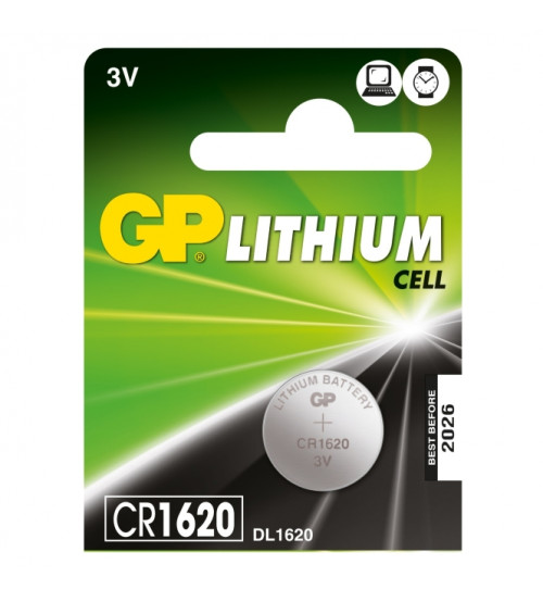 Baterijas GP CR1620 Lithium 3V Kods CR1620-G5