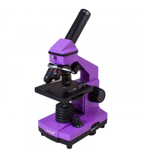 Mikroskops ar eksperimentālo komplektu K50 Levenhuk Rainbow 2L PLUS metāla korpuss violētā krāsā 69067