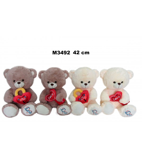 Plīša lacis 42 cm (M3492) ar sirdi un LOVE uzrakstu 152381 dažādas