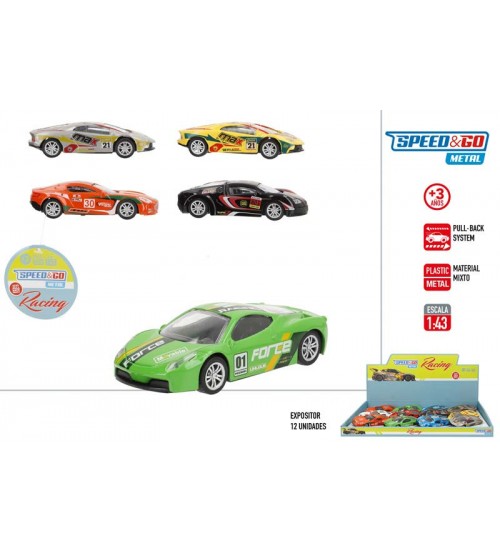 Metāla auto modelis Racing ar inerci 1:43 dažādas CB37875