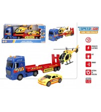 Auto treilers City Resque ar mašīnu un helikopteri (gaisma, skaņa) 59 cm CB39051