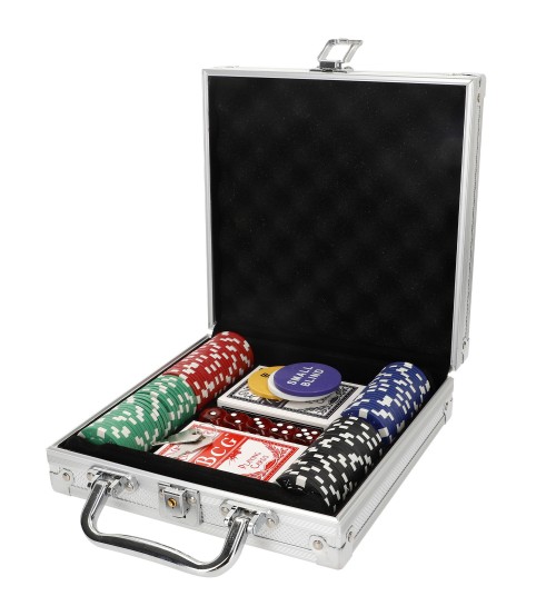 Galdā poker spēle "TEXAS HOLD'EM POKER - 100 ŽETONI + 2 KĀRŠU KAVI" koferī 3+ CB39112