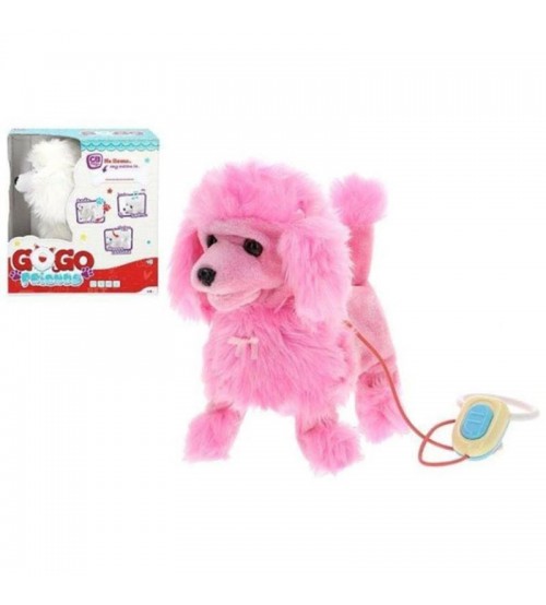 Suns pūdelis vadāms ar vadu balts vai rozā  (staigā, rej) 24 x 25 x 12 cm CB44192