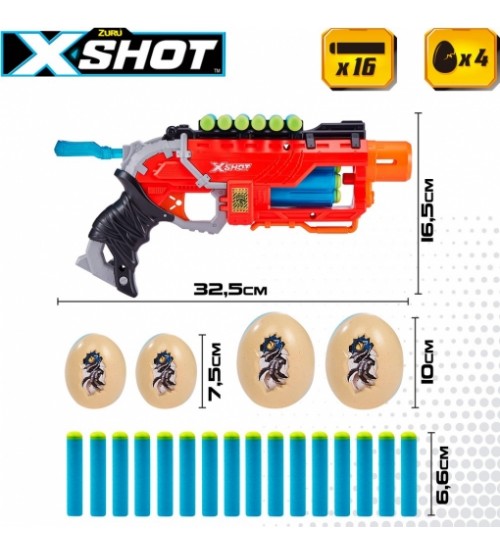 Pistole ar 16 porol. šautriņam, 4 olam līdz 27 m X-Shot Dino Attack ZURU 8 g+ CB46559