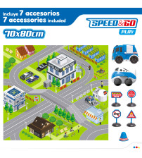 Paklājs 80x70 cm Policijas ar 2 inerces automašīnām un zīmēm 3+ CB46830