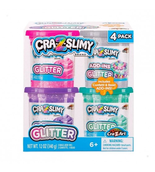 Gļotas komplekts 4 gab ar mirdzumiem Cra-Z-Slimy CB47168