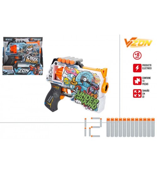 Pistole ar 12  porol. šautriņām (uz baterijām ) V-Zon 8 g+ CB47747 Pistole ar 12  porol. šautriņām (uz baterijām ) V-Zon 8 g+ CB47747