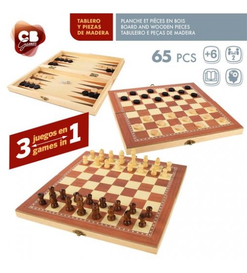 Galdā spēle Šahs, dambrete un nardi (koka) CB49374