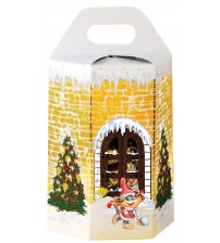Konfekšu kārba „ Ziemassvētku tornis ar tīģerēniem“ ar saldumiem 500 gr K23-15