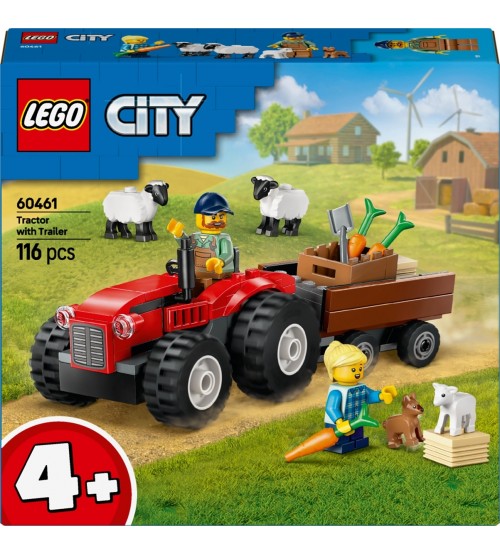 Lego City Sarkans lauku traktors ar piekabi un aitām 116 gb. 4+ 60461