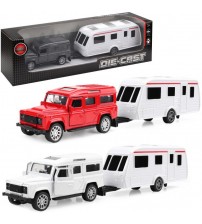 Metāla auto džips ar kemperi (inerce, atver.durvis) 35 cm dažādas HW22093034