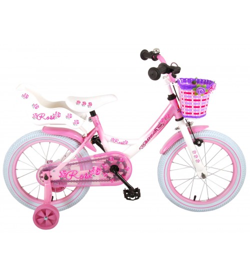 Bērnu velosipēds 16 collas Rose (SALIKTS) (rokas un kājas bremze, uz 95% salikts) (4-6 gadiem) VOL81611SAL